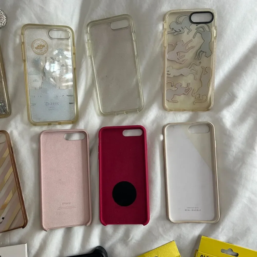 Lot of 9 iPhone 8 Plus or iPhone 7 Plus cases, 1 holster, 2 screen protectors